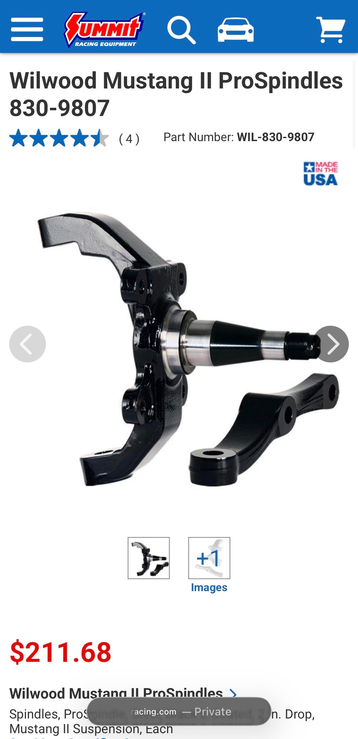 Wilwood 2" Drop Spindle/ Forged Billet Hub Fully Assembled Combo