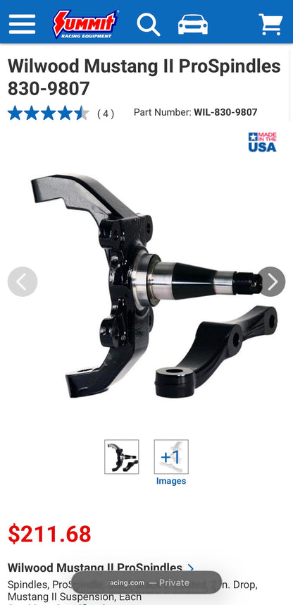Wilwood 2" Drop Spindle/ Forged Billet Hub Fully Assembled Combo