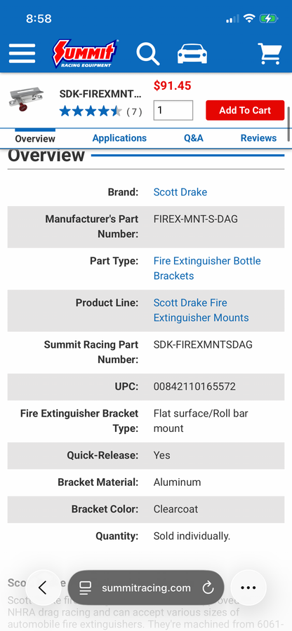 Scott Drake Quick Release Fire Extinguisher Mount
